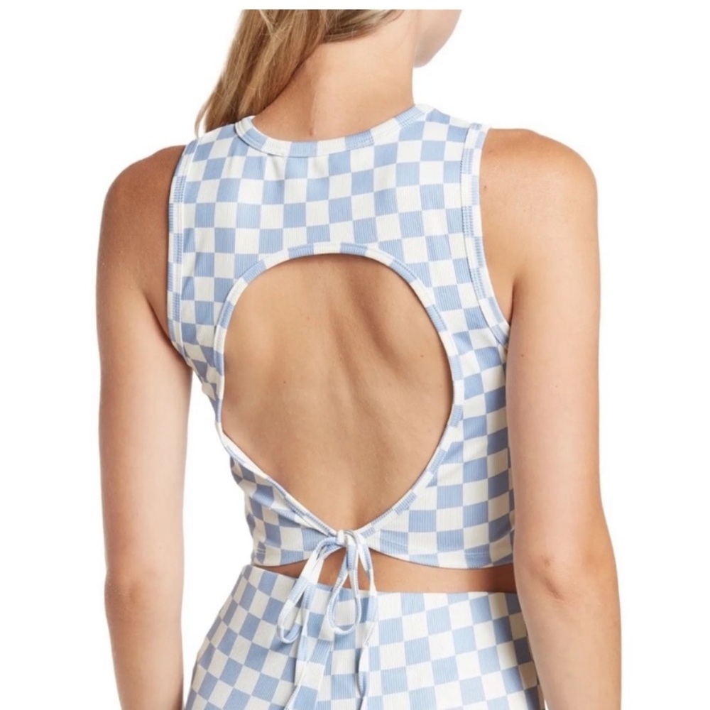 Elodie Checkered Cutout Top - Picture 2 of 6